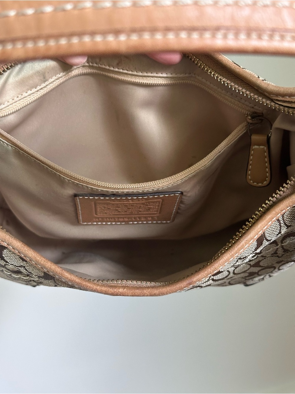 Coach Signature Shoulder Purse CC Logo Sufflette 10776 Light Brown Vintage - Picture 14 of 14